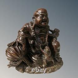 Grand Bouddha en bois sculpté antique chinois