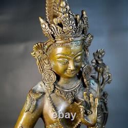 Grand Bronze Antique Tara Bouddha Statue Chinois Tibétain Népal, Collection Du Domaine