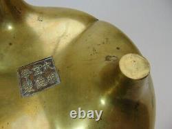 Grand Censeur De Bronze Chinois Antique, Xuande Mrk, 2,795kg, Avec Haut Stand En Bois Rare