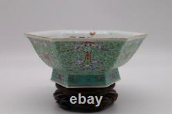 Grand Chinese Antique Famille Rose Porcelaine Stem Plate Bol Sceau Mark