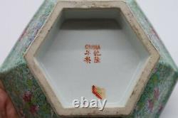 Grand Chinese Antique Famille Rose Porcelaine Stem Plate Bol Sceau Mark