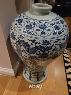 Grand Chinois Antique Vase Hauteur 90cm X 45cm De Diamètre