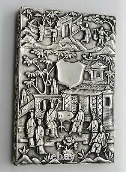Grand Chinois Exporter L'argent Massif Carte Figurale 10 Chiffres. Wang Hing C1900