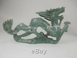Grand Chinois Jade Hardstone Sculpté Etroitement Dragon Statue 15