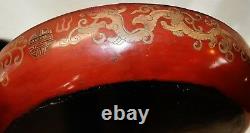 Grand Chinois Qing Dy. Imperial Rouge Cinnabar Laque Sacrifice Navire
