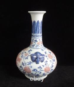 Grand Chinois Vieux Réel Peinture À La Main Bleu Et Rouge Porcelaine Vase Xuande Marks