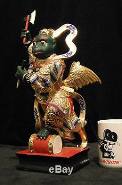 Grand Dieu Taoïste Rare Du Tonnerre Lei Gong (, Lei Kung) Divinité En Bois Sculpté