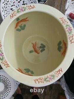 Grand Fish Bowl Porcelaine Chinoise Planteur & Stand