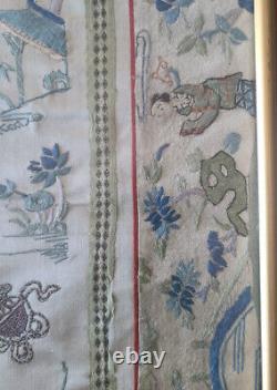 Grand Manche en soie brodée chinoise antique Qing du 19e siècle, 26 1875