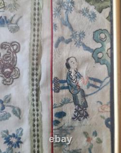 Grand Manche en soie brodée chinoise antique Qing du 19e siècle, 26 1875