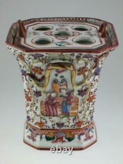 Grand Mandarin Chinois 18ème Siècle Bough Pot Vase Qianlong 1736-1795