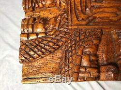 Grand Oriental Magnifique Tribal Camphor Bois Sculpté Coffre Trunk Table Basse