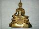 Grand Original Thai Buddha Figurine, Finition Gilt, Vintage En Position Lotus