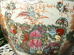 Grand Planteur Chinois Peint À La Main De Bol De Poisson En Céramique