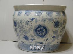 Grand Planteur De Porcelaine Bleu Chinois Et Blanc Peint À La Main 14