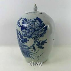 Grand Pot Décoré Bleu Porcelaine Chinoise Du 19ème Siècle