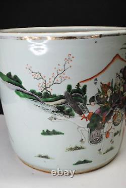 Grand Pot de Fleurs Chinois Antique Oriental Peint à la Main (b)