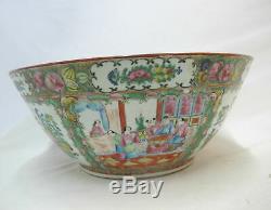 Grand Rose Chinoise Canton Famille 15 3/4 Porcelaine Punch Bowl