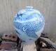 Grand Signé Blue & White Crackle Céladon Porcelaine Mei Ping / Prune Vase W Dragon