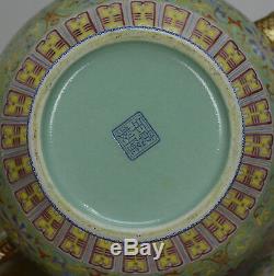 Grand Thé Chinois Famille Rose Turquoise Tibétain Moine Chapeau Théière Au Lait De Porcelaine