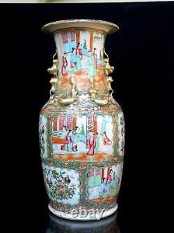 Grand Vase Antique 19ème Siècle Canton Chinois Famille Verte