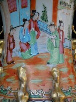 Grand Vase Antique 19ème Siècle Canton Chinois Famille Verte