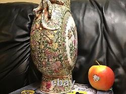 Grand Vase Chinois De Flacon De Lune Peint À La Main 14. Prix Inférieur