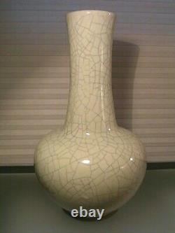 Grand Vase Chinois En Porcelaine Glacée Crépitant 15 38cm