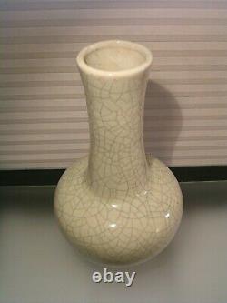 Grand Vase Chinois En Porcelaine Glacée Crépitant 15 38cm