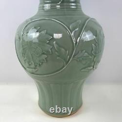 Grand Vase De Glaçure De Céladon De Porcelaine Chinoise 21.5 Grand