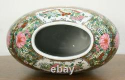 Grand Vase En Porcelaine Chinoise Vintage W Couvercle. Qianlong Famille Rose Hand Peint