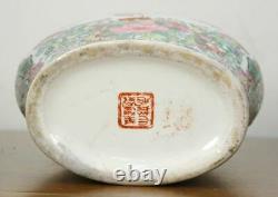Grand Vase En Porcelaine Chinoise Vintage W Couvercle. Qianlong Famille Rose Hand Peint