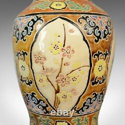 Grand Vase, Vintage, Oriental, Baluster, Scènes De Panneaux, Fin Du 20ème Siècle