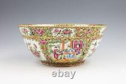 Grand bol à punch en porcelaine de la famille rose chinoise antique exportée du XVIIIe siècle QIANLONG