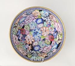 Grand bol en cloisonné chinois antique avec des fleurs