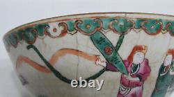 Grand bol en porcelaine chinoise ancienne à glaçure craquelée Famille Rose 8
