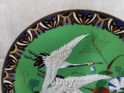 Grand chargeur chinois en cloisonné, plaque, assiette murale. Réf xaood%