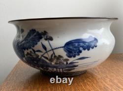 Grand encensoir en porcelaine chinoise ancienne bleue et blanche et rouge, période Qianlong
