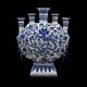 Grand Vase Qing Dynasty à Cinq Cols En Porcelaine Bleu-blanc De Tuliper De Crocus Chinois