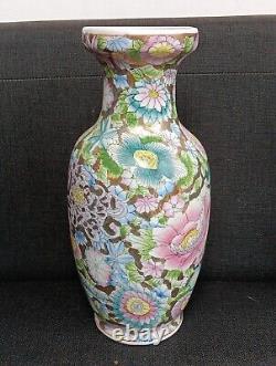 Grand vase chinois Mille Fleurs des années 1930