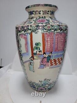 Grand vase chinois en famille rose