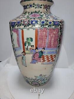 Grand vase chinois en famille rose