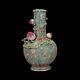 Grand Vase En Porcelaine Chinoise Antique Qing De La Famille Rose En Forme De Pêche Globulaire Asiatique