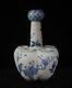Grand Vase En Porcelaine Chinoise Antique Bleu Et Blanc à Cinq Tubes De Lotus Kangxi