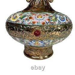 Grand vase en porcelaine chinoise du 17e siècle avec dorure et design de la période Qianlong en cloisonné