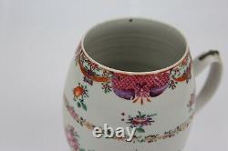 Grande(17cm) Antique Chinene Exportation Famille Rose Porcelaine Barrel Mug