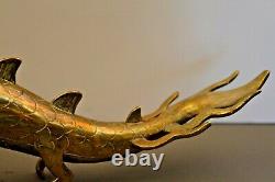 Grande Ancienne Statue De Bronze / Dragon En Laiton Chinois Du Début Du Xxe Siècle, C1920