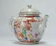 Grande Antique 18ème C Théière De Porcelaine Chinoise Chine Mandarin Rose Qianlong