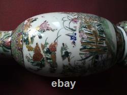 Grande Antique 19ème Siècle Chine Ou Japonais Famille Verte Porcelaine Vase A/f