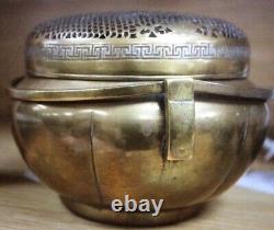 Grande Antique 19ème Siècle Chinese Bronze Main Warmer